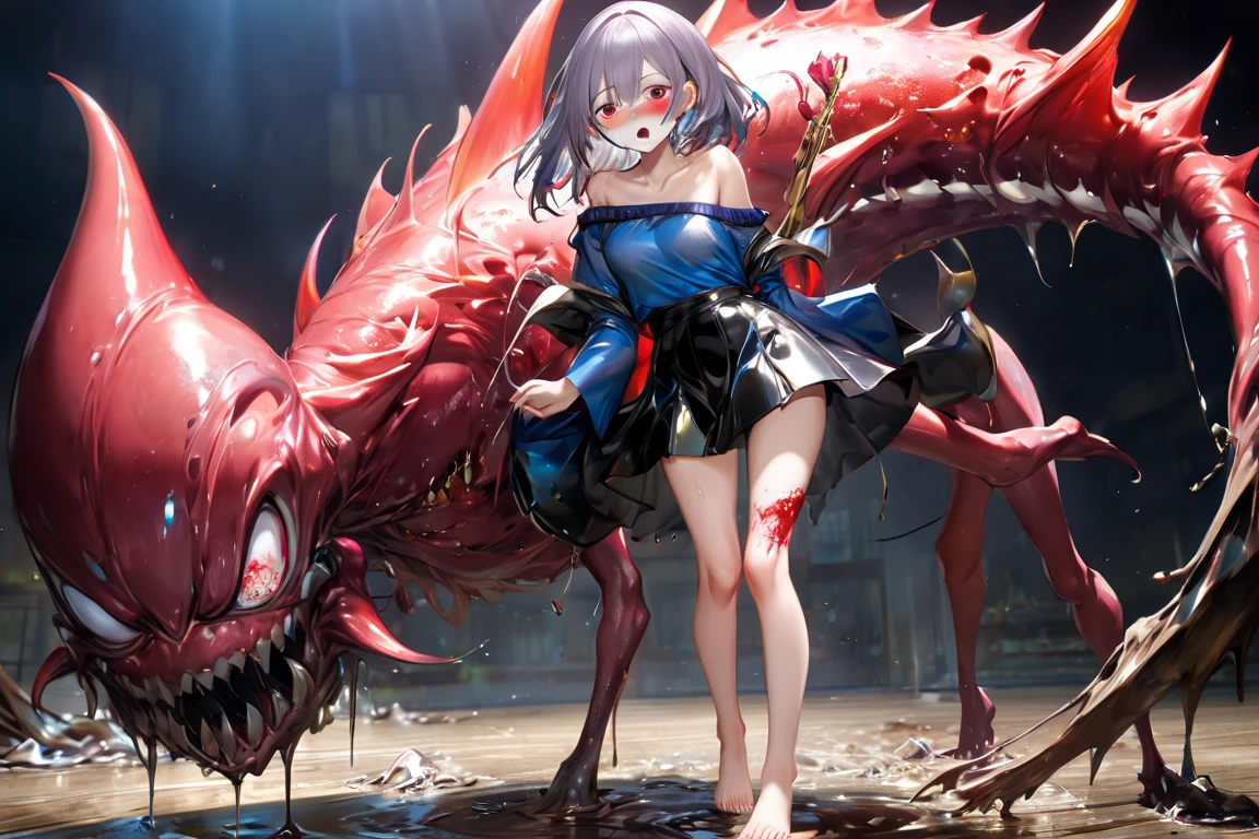 masterpiece, best quality, masterpiece,best quality,official art,extremely detailed CG unity 8k wallpaper, show foot, little girl, solo, kawaii, no_humans, medium hair, black hair, tentacle hair, saliva, blood on face, light blush, red eyes, blood from eyes, large breasts, hanging breasts, one breast out, seifuku, black pantyhose, uwabaki, tentacle, vore, bdsm, girl_on_top, sex, femdom, facesitting, pussy_juice, female_ejaculation, cum, zombie girl ,one girl one boy,Girl infects man,Man under girl,Zombie girl