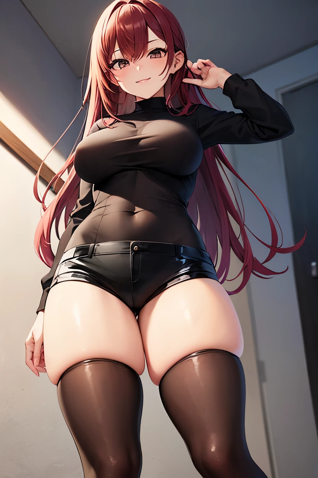 Sexy red hair girl with glasses, busty and big ass, in transparent underwear
