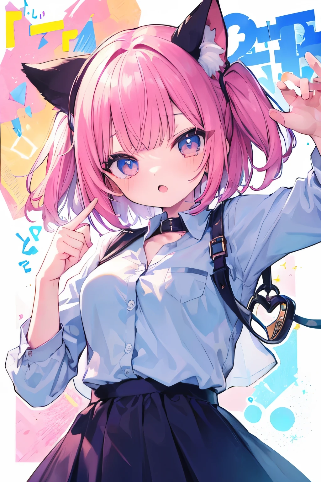 NSFW, Oversized Jacket 、 pink hair with crotch、 short cut hair 、 Wearing a collar 、 , elementary school girl wearing a collar and leash、Cat Ears elementary school girl、((((( )))))、heart❤、((sweat、vapor))、flattery、 of pussy is embarrassing、((((( )))))、 big breasts、Lockにつながれる、((( Ganjigarame)))、Tied up、 restraint、(((Lock)))