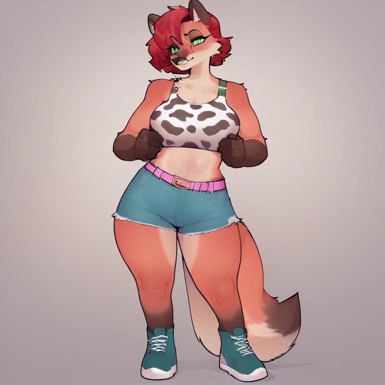 Uploaded the E621, Beautiful and detailed portrait of a female Lynx anthro (((female)), uploaded to E621, Kilinah, by Kilinah, Zenémic lighting, (((confident, seductive))), BL, Lynx, Thighighs, big breast, thicc, full body, beautiful, messy hair, short hair, straight body, standing, 1girl, solo, red headband, solo, 1girl, loincloth, indigenous, native, brown bra, native tattoos ((right arm)), brown fur, bandages ((left arm))