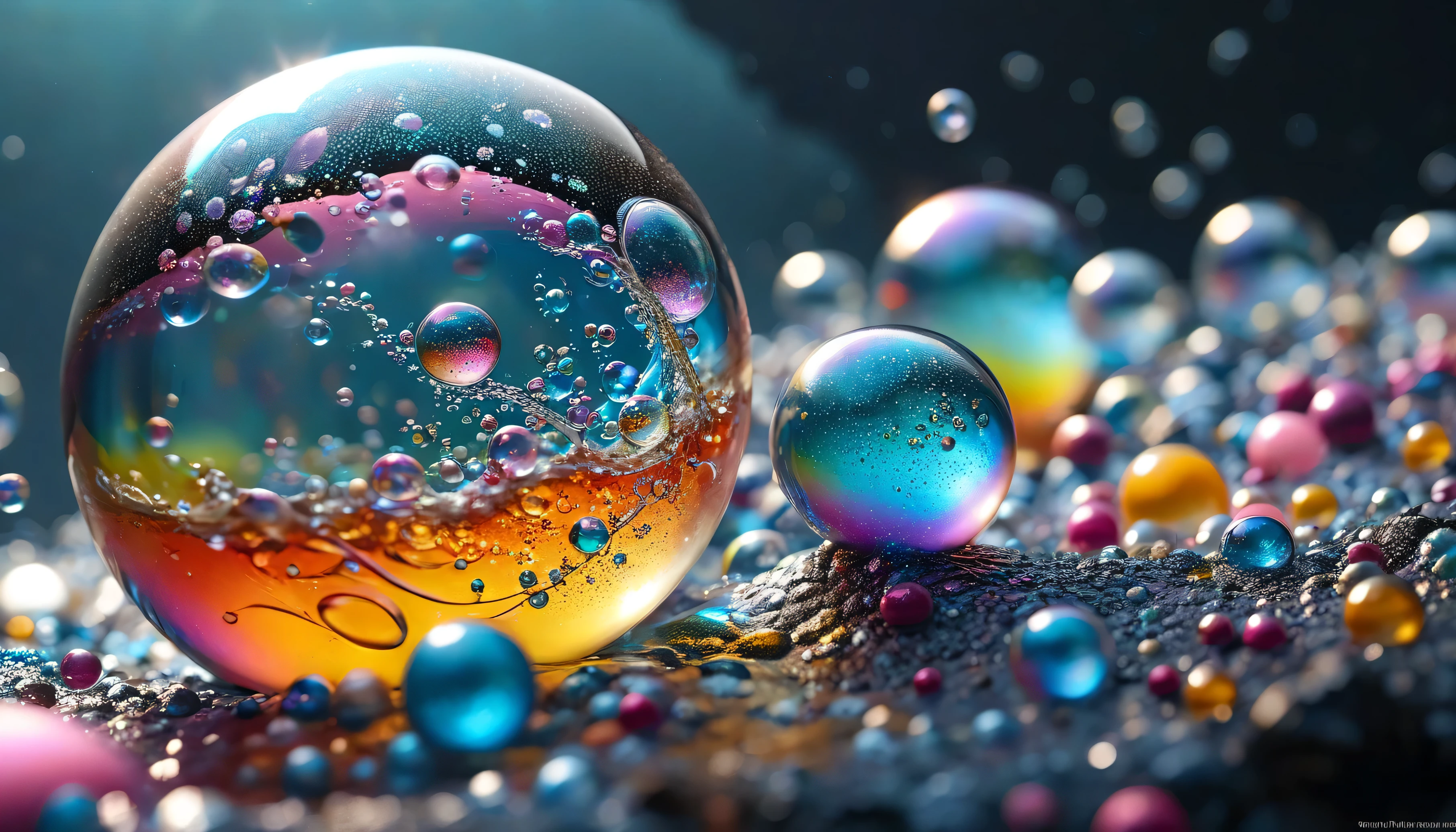 masterpiece, Quality Best, 8,000, major , created by famous artists , trending on Artstation , intricate details , detailed, realism , Bock , realistic photo , The Dark Side, natural light, dramatic, Derived from reality, colorful , abstract pattern in soap bubbles