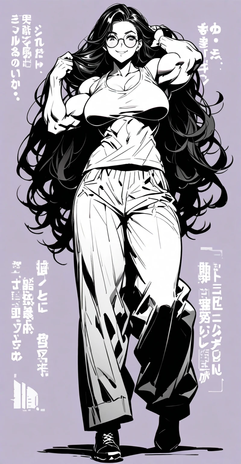 ((highest quality)), ((masterpiece)), (be familiar with), Perfect Face、Line art、Anime Style、Show the whole body、draft、Monochrome、Long Hair、Black Hair、cool、Calm、Very droopy eyes、upright、freckles、peek、Extremely curly hair、Curly hair、long hair、Expressionless、Resting her chin in her hand、underwear、smile、Big Ass、cute、freckles、Young、underwearにリボン、上品なunderwear、Big Tits