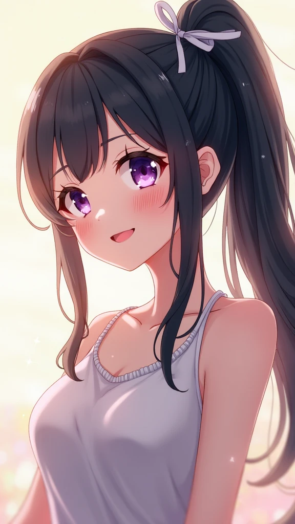 (masterpiece、Highest quality、Highest quality、Official Art、Beautiful and beautiful:1.2)、(One girl:1.3)Hatsune Miku、Twin tails,Beautiful breasts,One Girl、smile:0.1、pretty girl、Brown Hair、Baby Face、young、Delicate girl、Upper Body、Small breasts、Unreasonable precision、Very detailed、camisole、Completely flat、Honesty、Thin arms, Professional Lighting, Film Grain, chromatic aberration, (Eye and facial details:1.0), (Bokeh:1.1)、School Swimsuit)))、software:1.5)))、 Highest quality, 8K, 14 years,