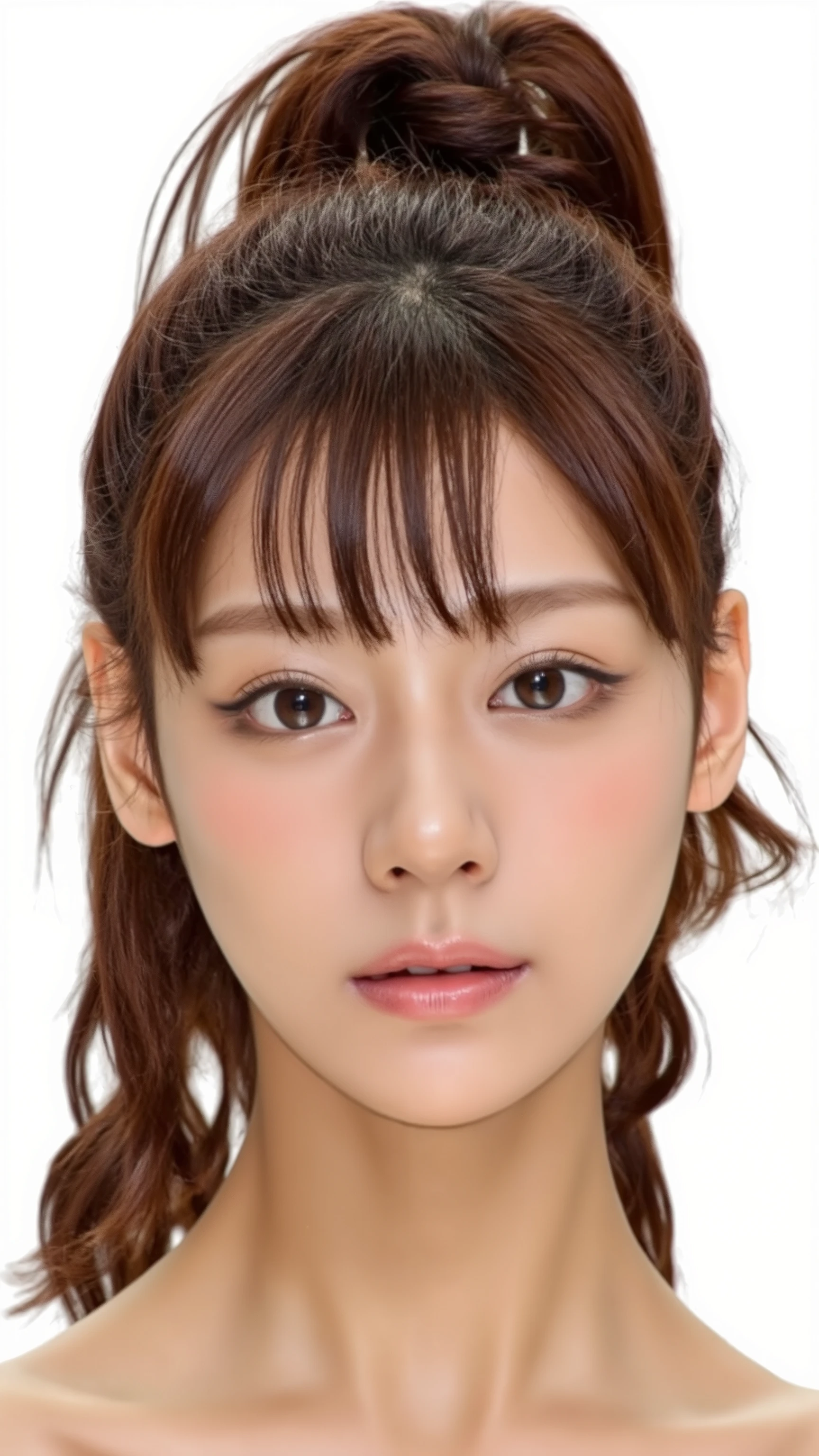 東京の街角を颯爽と微笑みを浮かべ歩く10歳代の銀髪の日本人ギャル。黒いタートルネックのセーターを着て、タイトな白いロングスカートを履いているので大きな胸やセクシーな身体のラインが強調されている。美しい銀髪のロングヘアは風になびいていて、スクランブル交差点を通過する多くの人々が彼女の美しさに振り返って注目している。