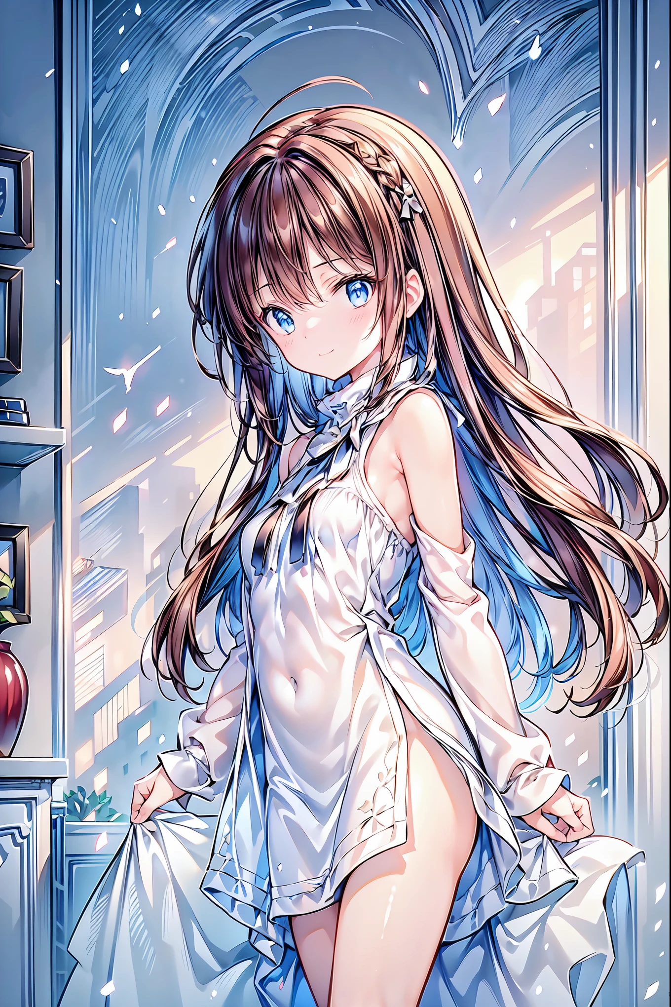 Winter clothes、 red coat、Bare legs、(    top quality , Masterpiece:1.3,     Ultra-Fine ),(     very detailed,     caustics,8k),(     is present :1.4,RAW shooting),18 years old,     Japanese    ,     cute,   staring at the camera and smiling   ,(     Focus on Faces   :1.2),(     face close-up   :1.2),(Low position:1.3),(     low angle:1.4),   brown hair，     shortcut，     slender beauty     ，     messy hair， cityscape ，   brown hair，    shortcut，     tousled hair  ，   short braided hair， Neat ，  Slender and beautiful woman ，Correct posture，   small breasts，    BEAUTIFUL LEGS，    , the charming gray-blue eyes shine like stars written directly from the edge of a gentle and beautiful woman's deep clothes ， droopy eyes ，    bright color ,    beautiful eyes,A delicate smile,   textured skin, BEST QUALITY BEST    ,   A humorous parody of a gentle and beautiful woman    ,    anime style､