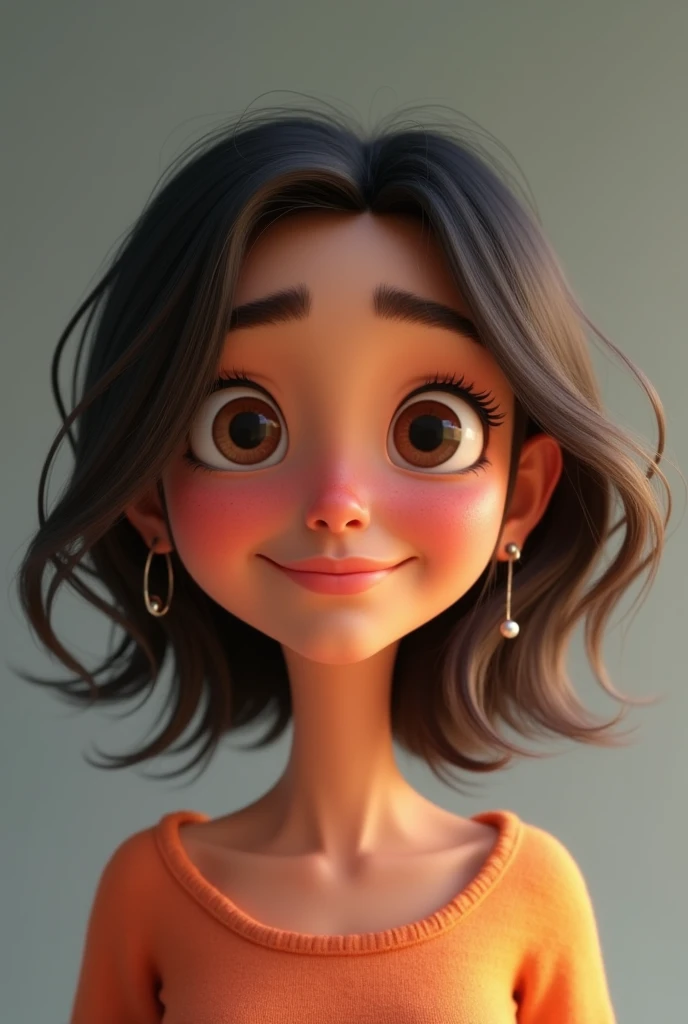 Create an artificial avatar of a with curly brown hair and brown eyes, light brown skin digitally