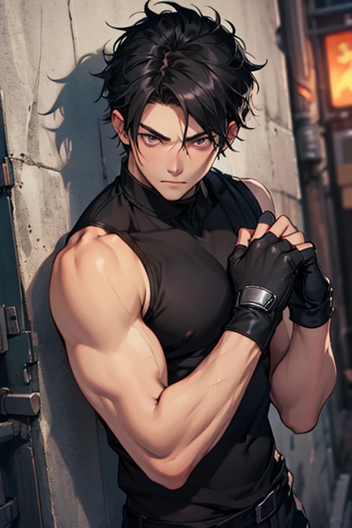 ((the best quality)), ((Masterpiece)), (details), perfect face, high definition, Masterpiece,4k,details clearly, Handsome face, x10 white skin, perfect body, male body, strong muscles, abdomen, white skin, The most handsome man in the world, handsome, The coolest face, Male characters, close image (1man, shirtless), young man, mischievous smile, Extremely muscular tall man, open your eyes ((detailed eyes)), huge, muscular body and Massive, bulging pecs, muscular abs, narrow waist, short hair, blue eyes, delicate big eyes, carefree expression, clear face, handsome (detailed face, perfect face) ((extremely realistic shadows, bodybuilding posture, human, ((22-year-old young man)), V shape, Shirtless, Sunlight, steampunk city, lower pants, topless, close up look, CG sense, Textured skin, the best quality, Storytelling images, lower your pants, show Panty line, Show your abs, Black hair(highlights hair gary hair), shining Gray eyes, eyes contact, genshin impact, Black skinny pants, black leather belt, shackle, Leather accessory, silver blue gem belt buckle, Protection legs, Leather black, Ear piercing, silver chain accessory, crotch tung, magic gauntlets, punching