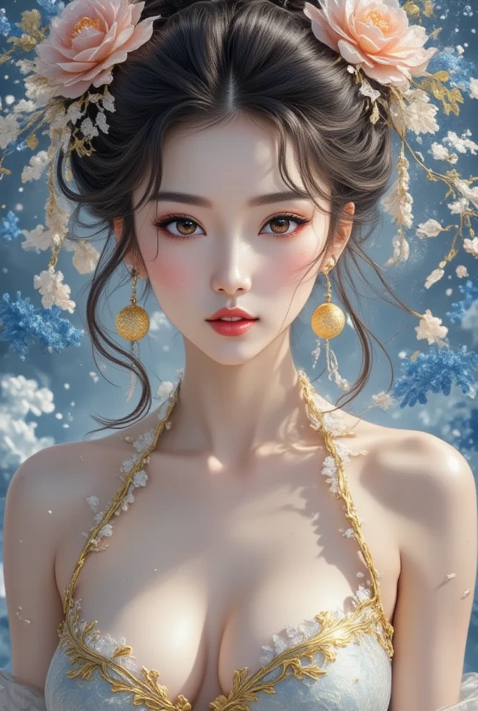 Close-up of a long-haired woman sitting on the bed, Li Song, Chinese Girl, A beautiful artistic illustration, Ghost Festival, author：Pricewaterhouse, author Dai Xi, author：Dugin, author：Song Xu, author：Wu Bin, author：Fan Qi, by Xia Yong, by Li Fangying, jingna zhang, author：Huang Ji