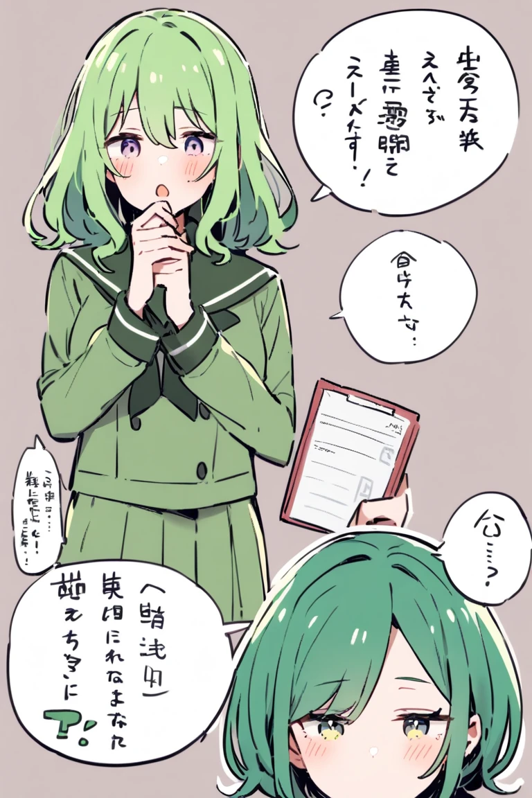 Cute naughty mage girl, Pastel colors hair, small breasts, Thighs, lime green hair, (naked:1.2), high ponytail, medium hair, standard height, (disdain:1.3, jitome, simple dead eyes, droopy eyes, smirk, sleepy), at the adventurer's guild, A bulletin board with posted paper