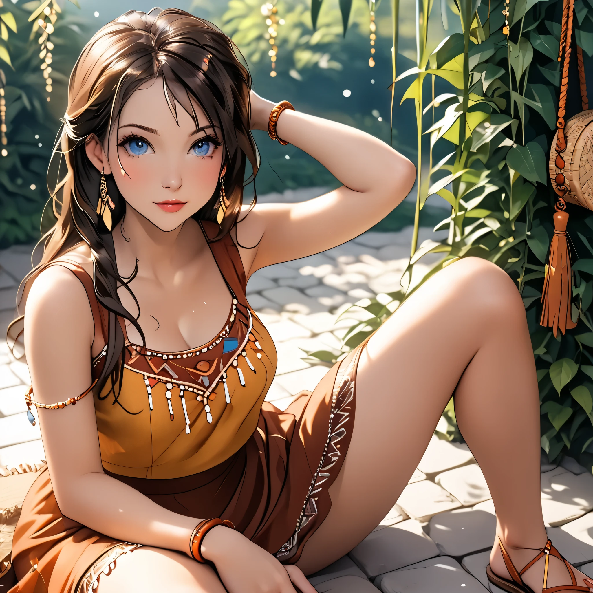 (masterpiece, Highest quality:1.2), One girl, alone,bony body、15 years old、Earrings、Stone Age