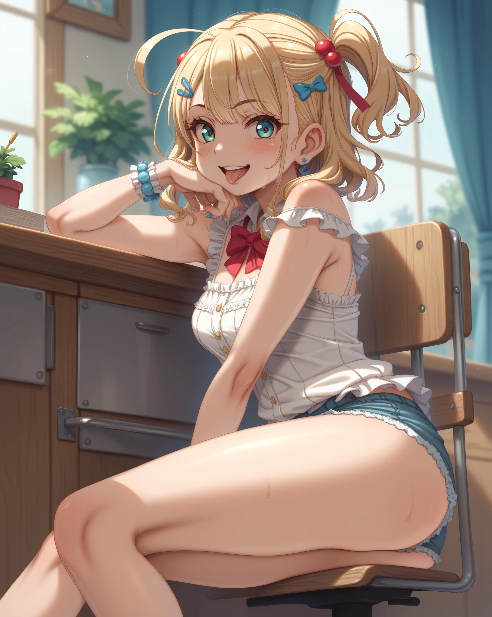 ((Best Quality)), ((masterpiece)), (be familiar with),  perfect face, indoor, bedroom, Watching the audience,
One woman, Kanroji Mitsuri,
Open Mouth, Ecstatic expression, blush, smile,
Small breasts,  flat chest, , , *****, Girl,
Long Hair, Braids,
Leg spread,