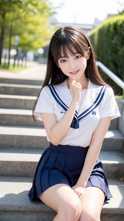 highest quality、Blonde、figure、 Blonde、Cleavage、sexy、Ultra-detailed、High resolution、8k wallpaper、Perfect dynamic composition,、Beautiful fine details、Natural color lip、Bold sexy pose、smile、14-year-old girl、cute、Sexy shot looking at the camera、(highest quality: 1.3), (masterpiece: 1.3), (Super Detail: 1.3), (One Girl: 1.1), (Detailed hands and fingers:1.2)、(Ultra-oily, lustrous skin with attention to detail:1.1)、Oily shiny knee socks、(The perfect school girl uniform:1.3)、Short-sleeved shirt with front opening、Cleavage、sexy、(Beautiful shapely small breasts:1.3)、(Red mini skirt:1.2)、I can see your thighs、Brown Hair、Twin tails、Beautiful sister、Yellow wall,sexy、I can see your thighs、