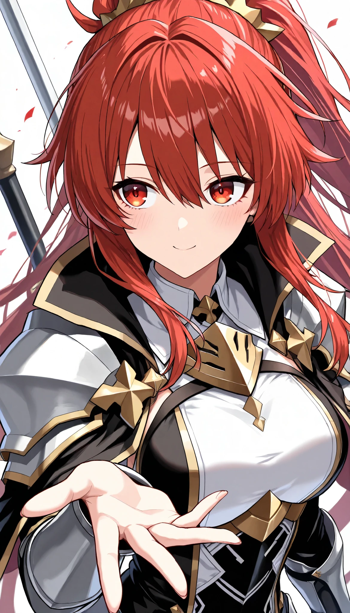 (masterpiece, best quality:1.2), 1woman, solo, \Character "Atlas"\, Holy Knight, with the Holy Spear in hand, staring at you, so happy, and bless you,