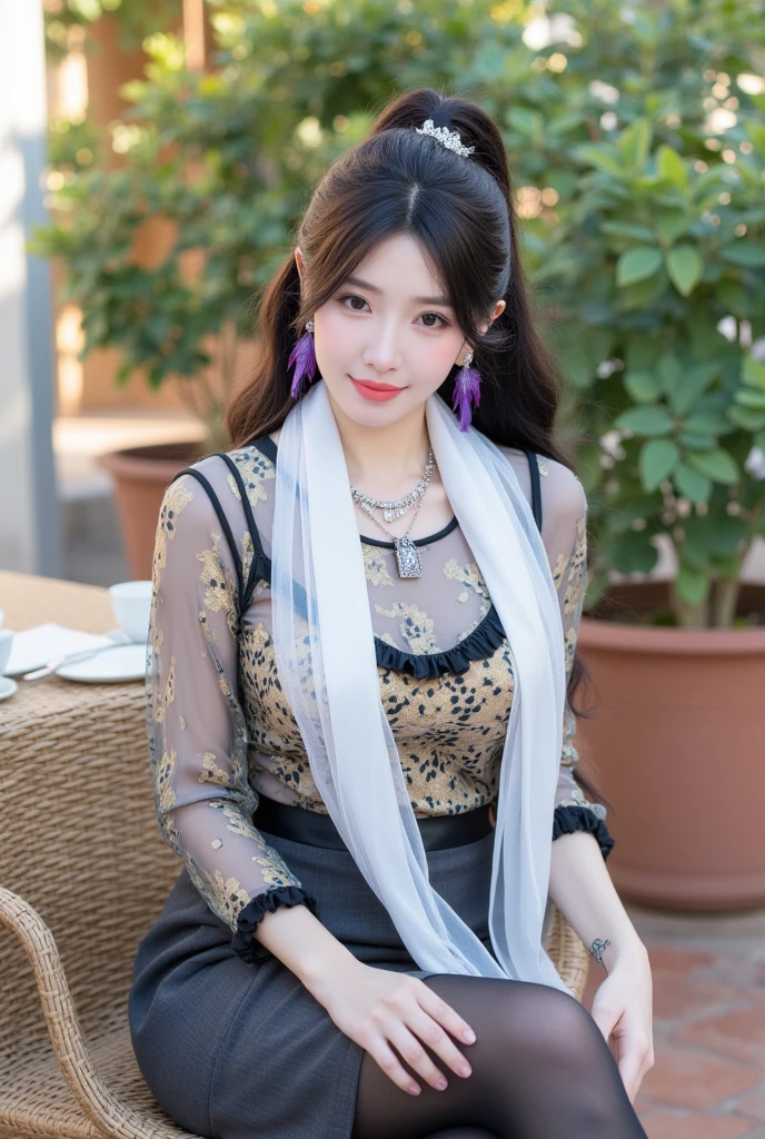 (sfw:1.5)、masterpiece, Highest quality, (Highly detailed CG Unity 8k wallpaper), (Highest quality)、1 female、Arabian woman with braids and green necklace is smiling, Jaeyoung Nam, Lee Ji-eun, Lee Ji-eun, Park Jimin, South Korean actress, Shin Jeong-ho, Kwak Ji-yeon, Korean women, John Sans, Traditional beauty, Shin Min-jung, Young and adorable Korean face, Choi Hong-hwa