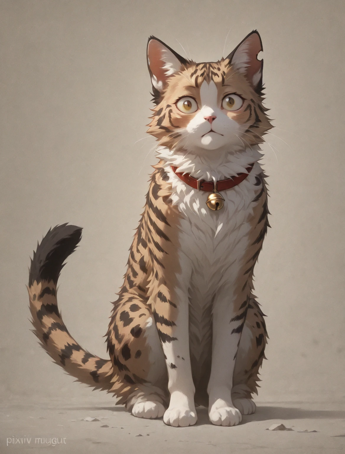 explicit furry artwork by plumbelly,sheath anatomy,tuft,very fluffy, feral,balls,feral cat,solo, dominant,old cat,daddy issues,one leg up,​