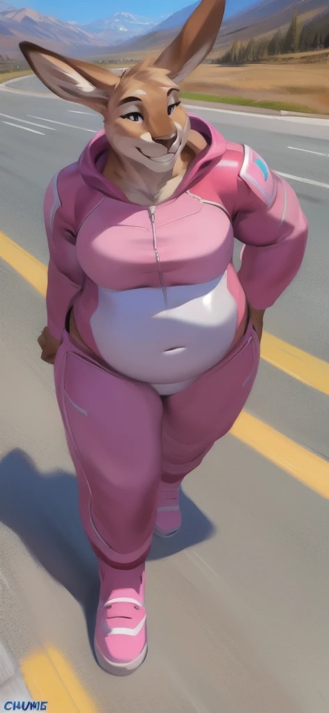 photorealistic, high resolution, 1women, shining skin, solo, pink lips, (long white hair, blue eyes), closed mouth, street wear, t-shirt, leggings, sneakers, thick thighs, muscular legs