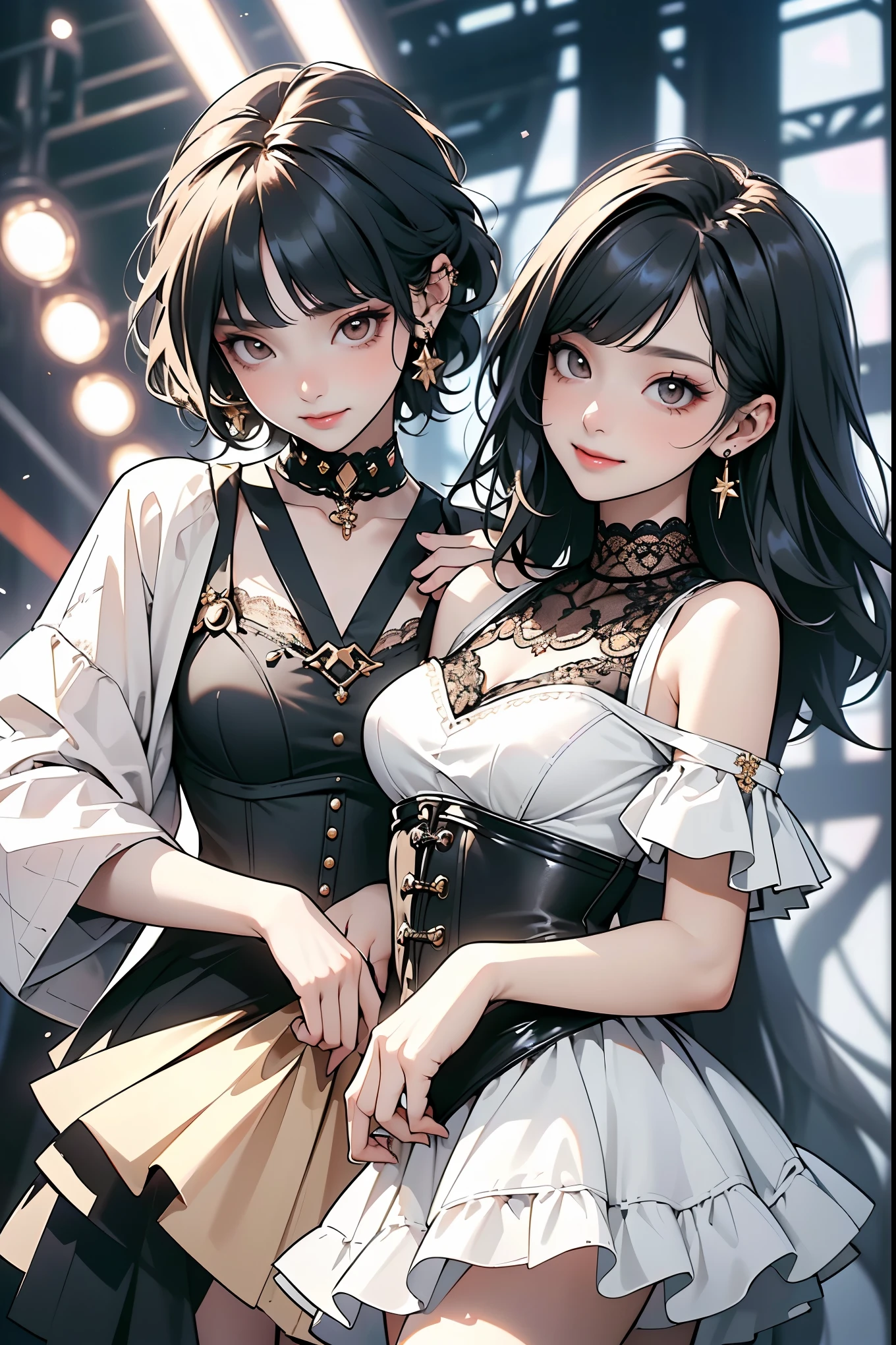 Aye Aye has light skin with brown curly hair, and brown eyes, with one of them being covered by a gold, broken-heart-shaped eyepatch.
She wears a dress that consists of the colors black, white, pink and gold. She also wears black boots and golden hoop earrings. SPARKLE; GLITTER