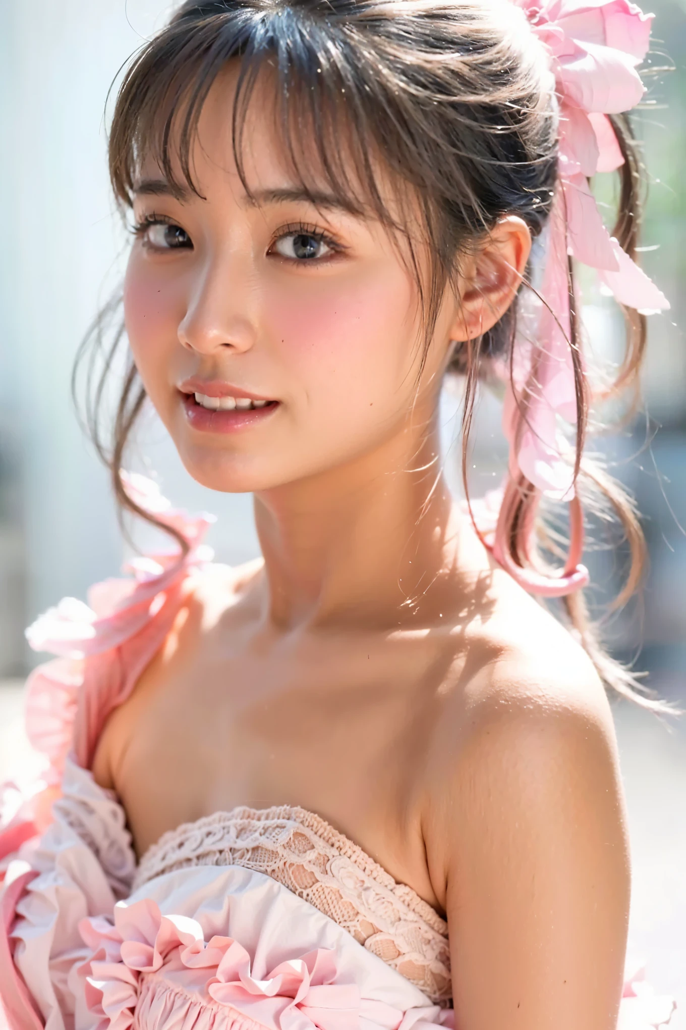 (Completely live action:1.37), (Amazingly realistic textures:1.37), (masterpiece, best quality:1.2), (8k uhd, 16k, 32k, ultra high res), amazingly realistic skin, amazingly realistic photo, superrealism, (photorealistic:1.37), (RAW photo), ultimately realistic, (ultimately realistic all details), (ultimately realistic all textures), super realistic lighting, super realistic shadow, (japanese girl:1.5), ((young face)), smiling, happy, super realistic face, ultimately realistic skin, ultimately realistic eyes, (mascara:1.35)ultimately realistic background, ultimately realistic detail up, kkw-ph1, ((drooping eyes, cyberpunk-style cyborg girl, amazingly intricate details, Anatomically perfect hands, mechanical body, silver knight armor, ultra glossy texture, purple hair))
