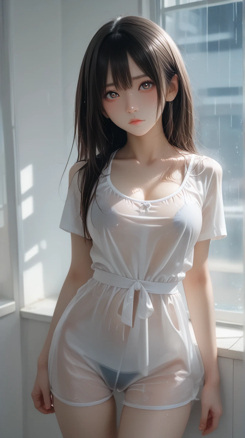 1 beautiful woman, bridesmaid, pure face, (((((((undress dress)))))), detailed dress, fitting room, detailed face, detailed body, sexy, realism,, photorealistic, ultra detailed
