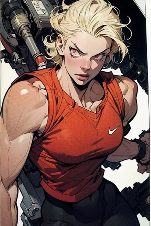 <lora:theOldShadowRunStyles_1990sV10_LoRA:1> a cyberpunk woman in a fight in the dark city and a tank and orcs theOldShadowRunStyles