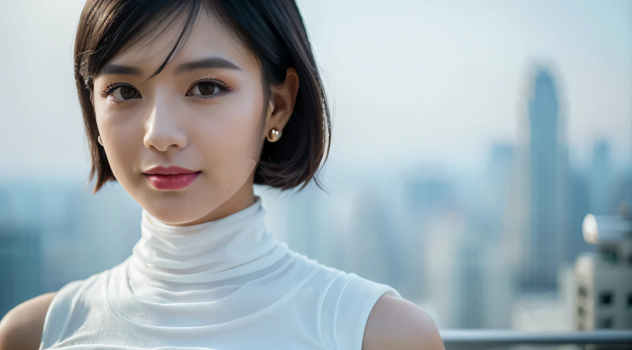 White blouse,Bob hair,upper body
