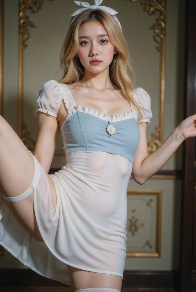 ((photo realistic:1.4)),,(finely detail:1.4), (nsfw), (15yo), (a photography of a beautiful girl),close eyes,  (small breasts), (detail erectile nipples), lying, ((cameltoe)), (anus),((shining beige figure skating costume)), (white frill skirt), (slender), solo,(sunny place outdoors:1.4), ((8K, ultra high res, masterpiece, best quality:1.4))