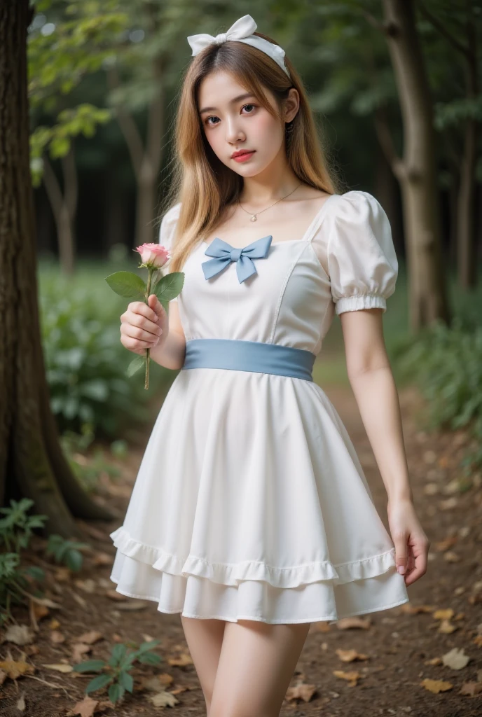 , highest quality, Soryu Asuka Langley, One Girl, solo, dress, Frills, bow, Hair Bow, tooth, Captivating smile, Pale-skinned, Shine, Shine目, Portraiture,Full Body,