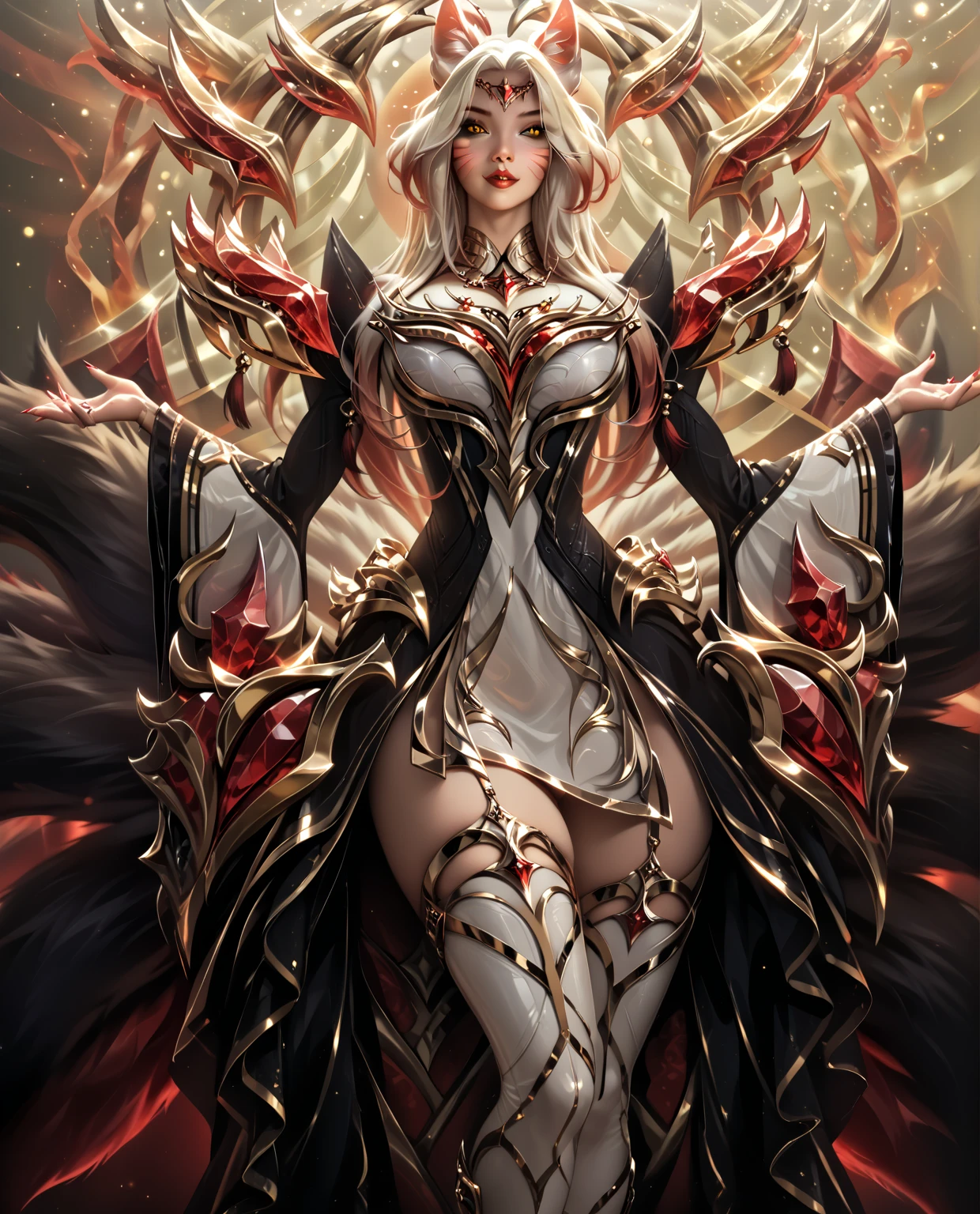 a beautiful illustration of a vampire woman with glowing eyes in an abstract marble texture with a tarot style frame, with colors of obsidian black, shiny gold, and ruby red, highly detailed, intricate design, BY Anne Bachelier,
