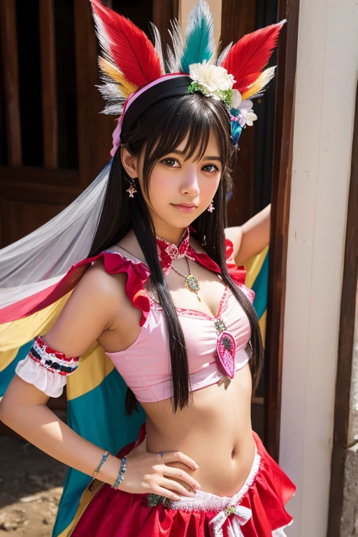 Matikanefukukitaru\(umamusume\), (masterpiece)), ((best quality)), (ultra-detailed), illustration, beautiful art, artistic, realistic, 8k, wallpaper, beautiful, high resolution, good composition, good art, scenery, cinematic, detailed skin, (oily skin), glossy skin, fine skin, (beautiful hair), (beautiful eyes), hand with five delicate fingers, (perfect anatomy), (correct limb), (realistic), a little girl, small breasts, Belly dance, belly dance costume, Galabeya, chiffon veil, egyptian earrings, Shiny net pants