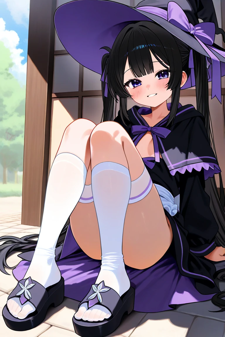 pigtails hair, sexy girl no clothes, big bobs , White background, sexy pantyhose, sweating a lot, witch hat