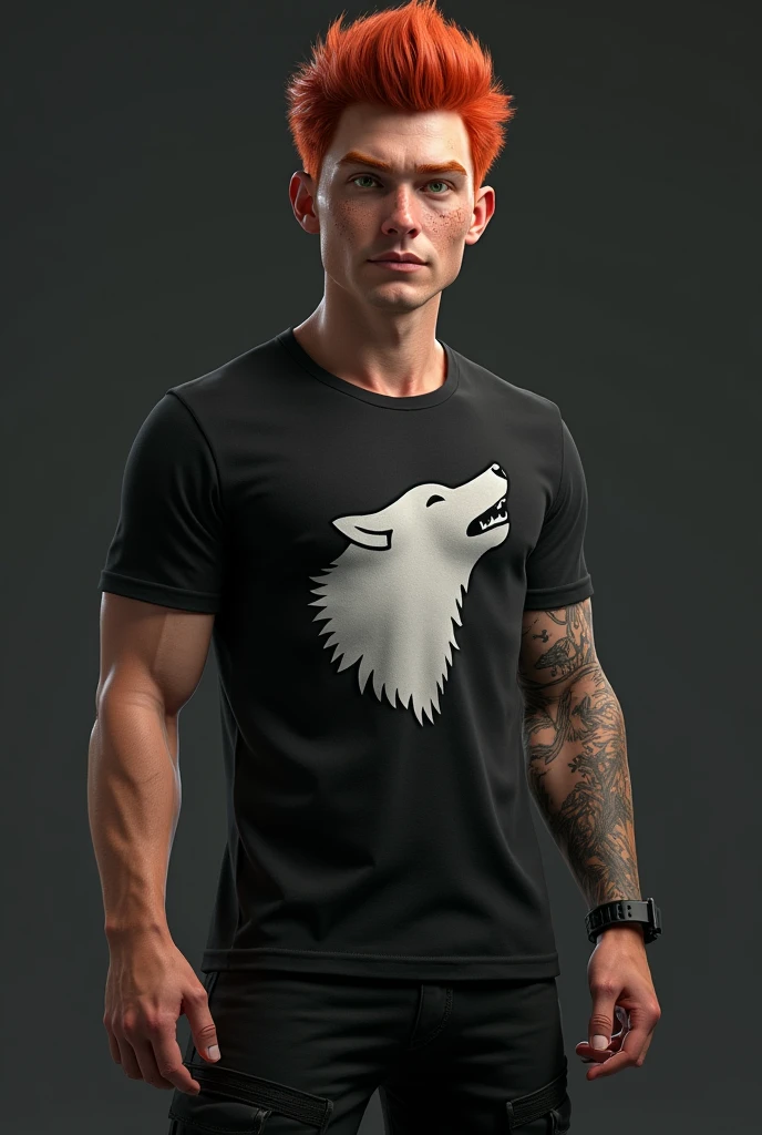 (high quality), (digital art), (realistic style), (sydney australia background), (full body shot), white male, age 20s, 2 meters tall, perfect muscular god body, thick medium dark brown hair, brown eyes, and biggest muscles, biggest chest, biggest biceps, biggest thighs, biggest ass, and big bulge. wearing an wolf face t-shirt, black leather pants, and black boots.