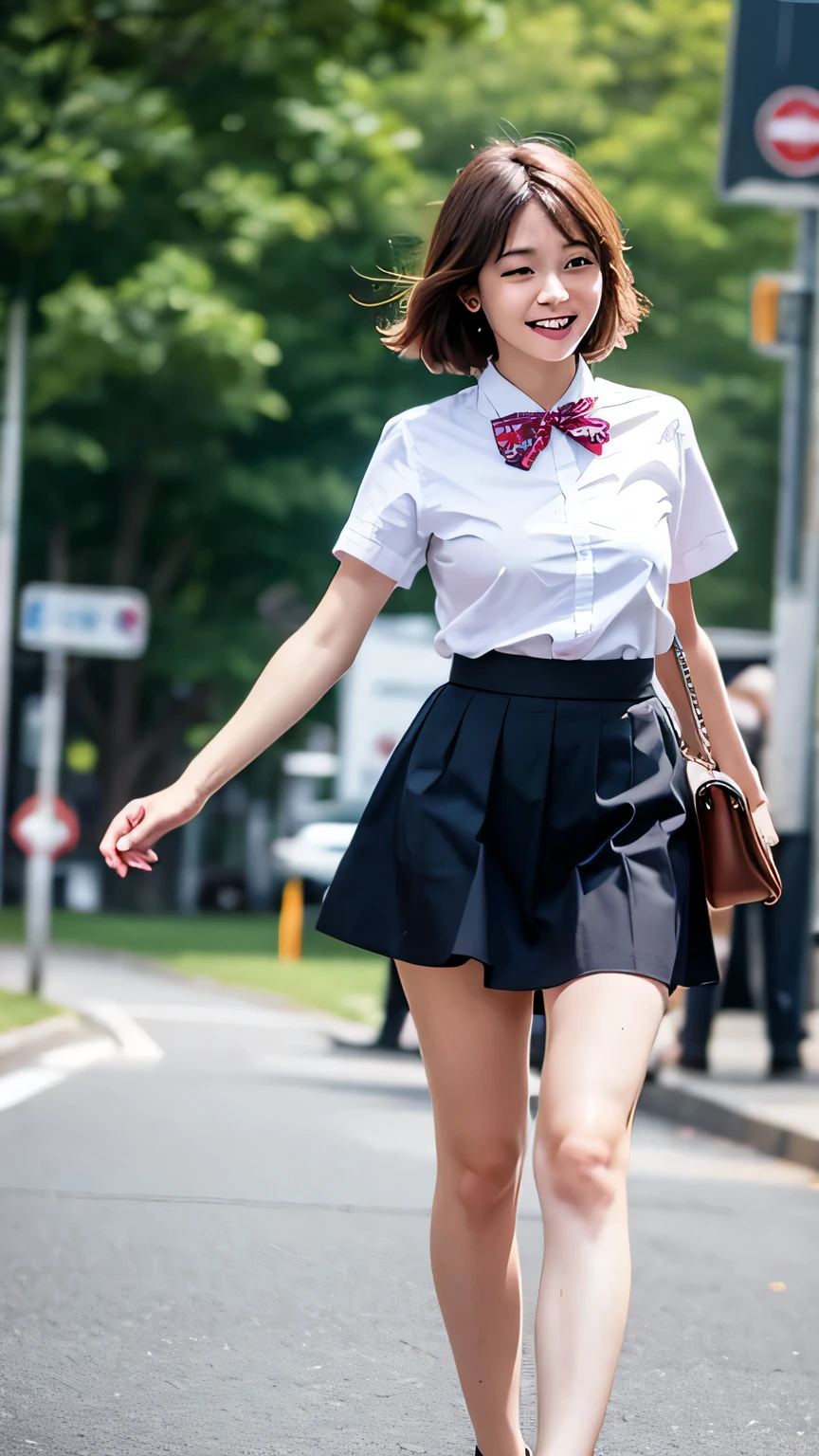 hight resolution、high-level image quality、in 8K、Real live-action、Raw photography、top-quality、masterpiece、masutepiece、Erotic、Pupils、de pele branca,kne,(Flesh-colored pantyhose), plain panty patterns、panties focus、absurderes,a small face、huge-breasted、ren,Beautiful fece,fullllbody、Cute little face、JK school uniform,hi-school girl,A Japanese Lady,(Photorealsitic:1.37)、Photon mapping,Realistic、Cute little face,Physically Based Rendering、Foreground、depth of field rally background、a picture,beauty legs,(pleatedskirt), kneが見える、Nogizaka Idol, Japanese ido、Short hairstyle、Black pantyhose