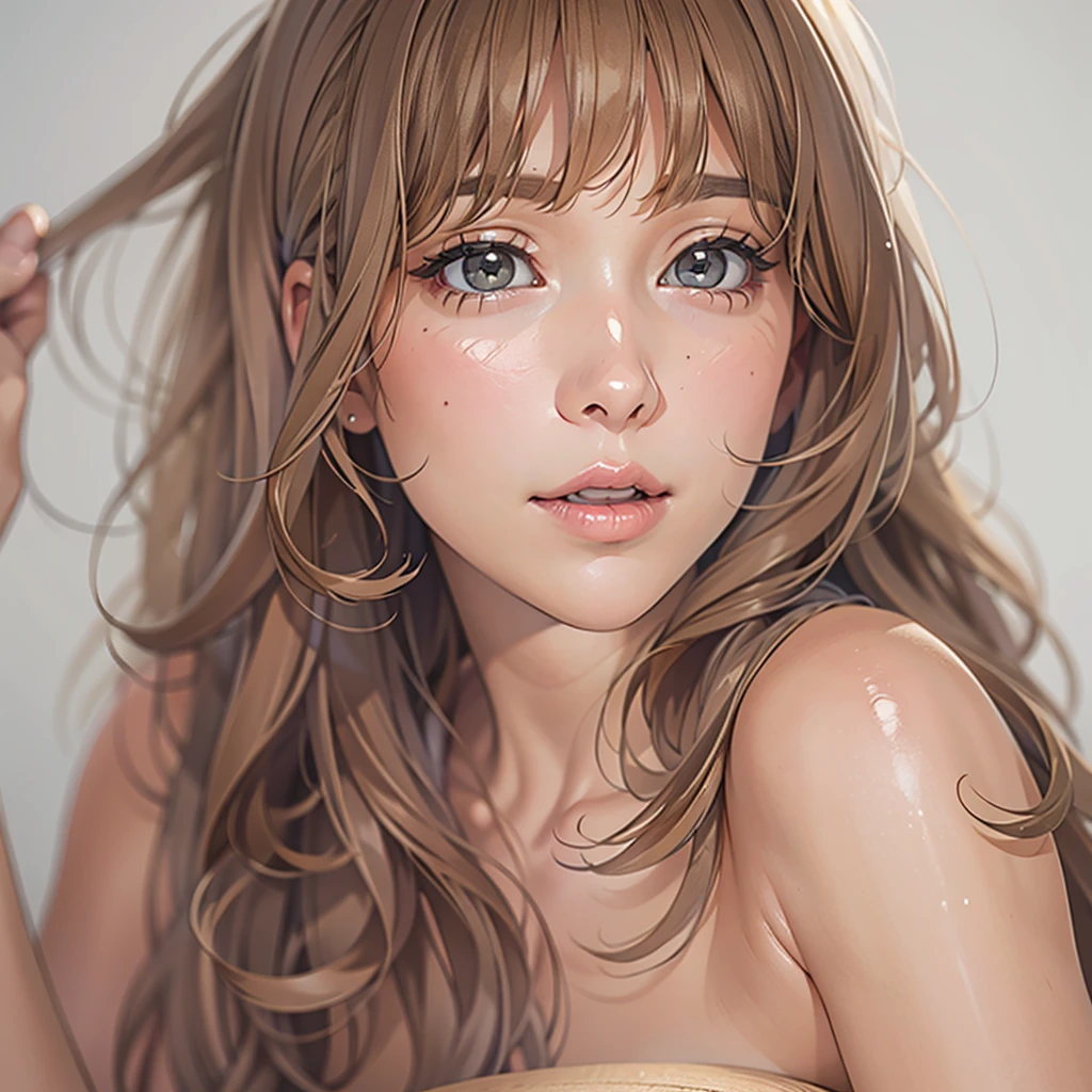 (Photorealistic:1.4), (Masterpiece, side-lighting, fine detailed beautiful eyes: 1.2), Masterpiece*Portrait, Realistic, 3D face, Glowing eyes, Shiny hair, Glossy glossy skin, Solo, embarressed, (midriff),