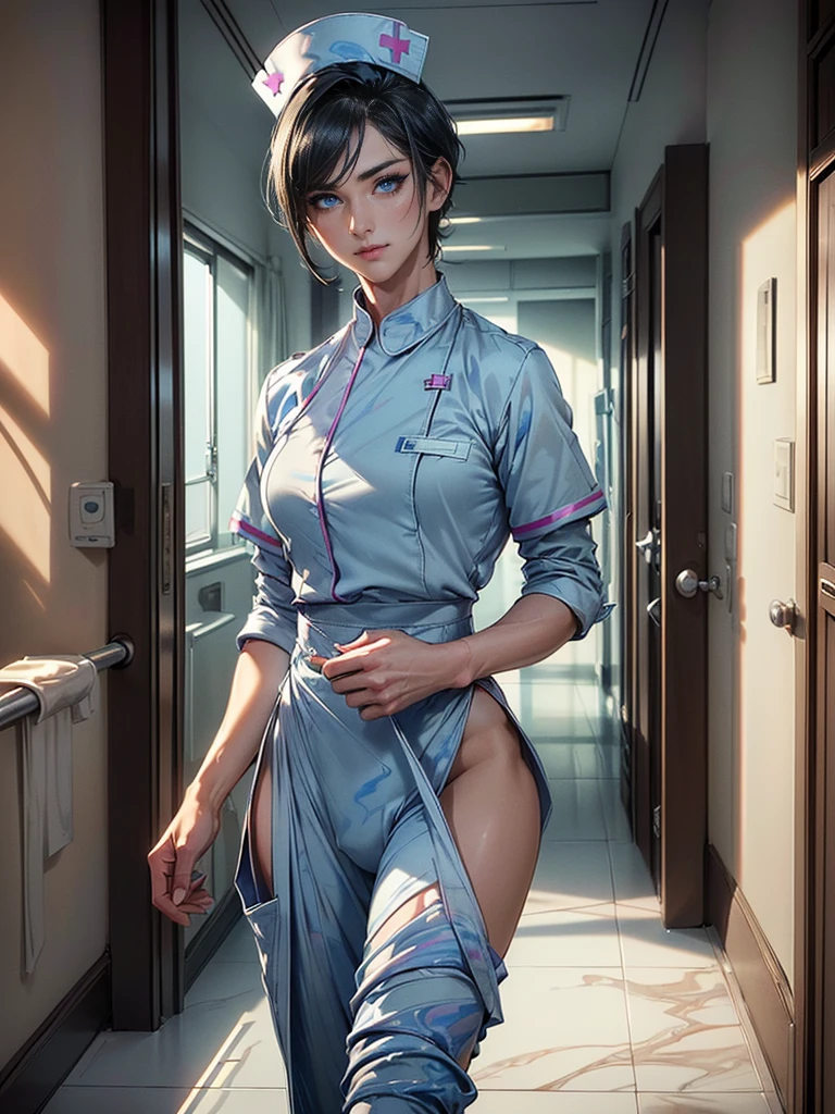 50 years Old, Hijab Indonesian mature woman, Big Tits : 66.9, Gamis, Breast out from her clothes : 1.9, at doctor office, Dark light, at Nighttime