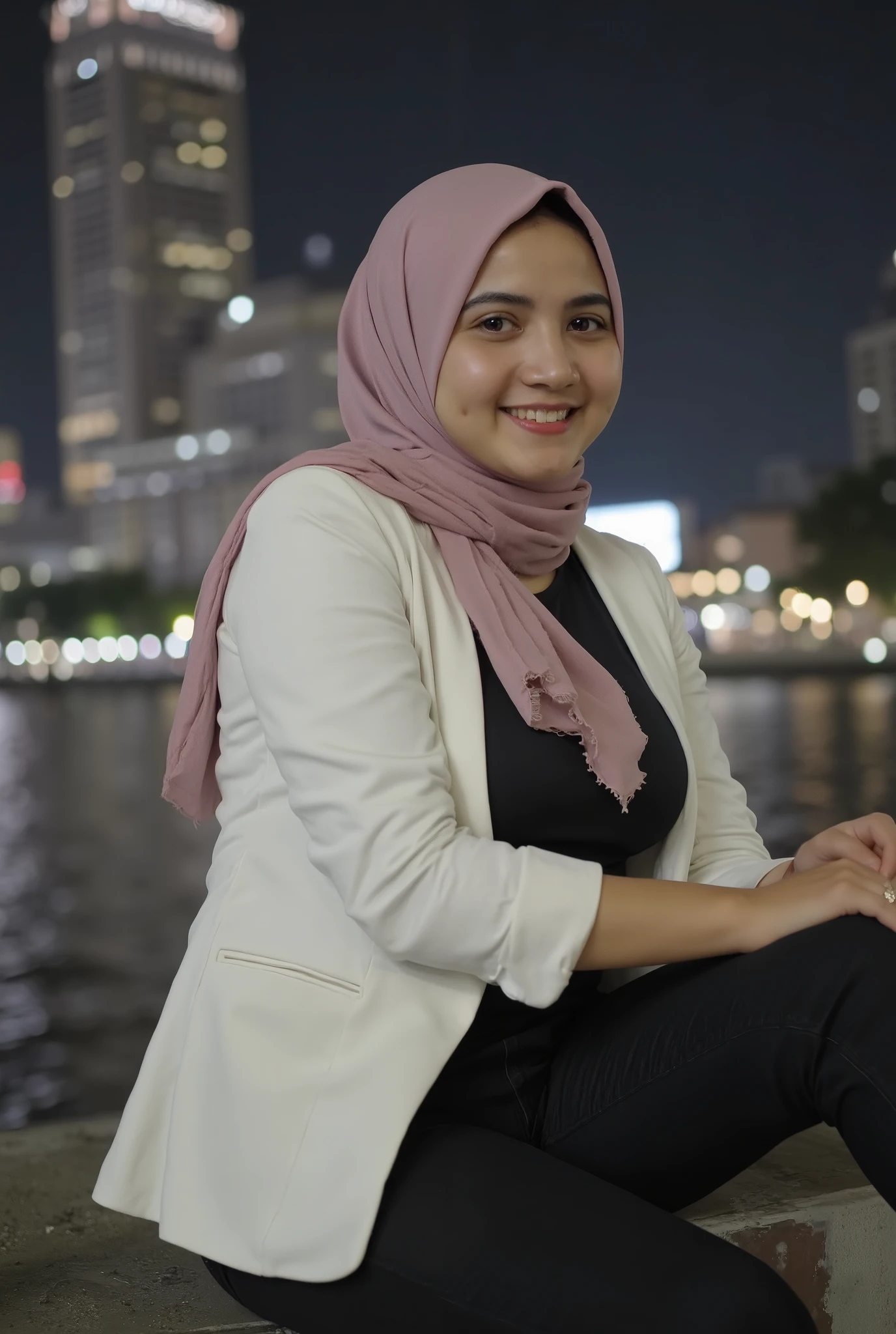 big breasts, breasts covering with hijab and dress, breasts covered, 4K image, real photos, real images, same colour dress and same colour hijab