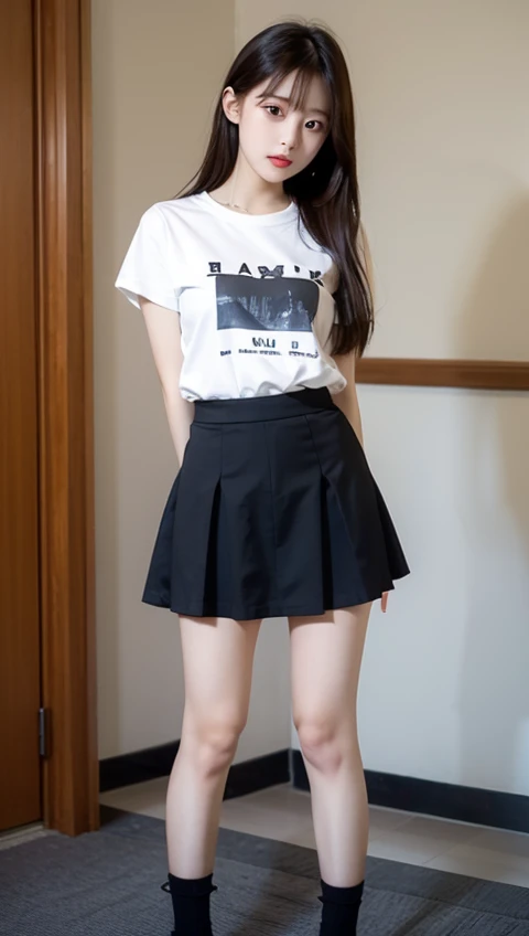 (A woman standing on the Yamanote Line:1.5)、(Realistic、Like a photograph、Live Action、8k, Realistic, RAW Photos, Best image quality: 1.4), Single-lens reflex camera、RAW Photos, Highest quality, Realistic, Highly detailed CG Unity 8k wallpaper, Written boundary depth, Cinematic Light, Lens flare, Ray Tracing, Realistic background、((Ultra-Dense Skin))、 23-year-old woman、Cute Japan OL、(whole body:1.5)、(White blouse、Black pleated skirt:1.5、Over the knee socks:1.44)、Wear glasses、Large Breasts)、Very detailedな顔,(avert your eyes:1.5)、(Long Hair:1.2、I like that style、stylish、Very detailed、Pay attention to the details、Perfect outfit、(Sunburned skin)、Front view、Accurate hands、Accurate legs、Detailed hands and fingers、Anatomically correct body、Thin legs、Thin thighs、Large Breasts、Very detailedな顔、View from the low