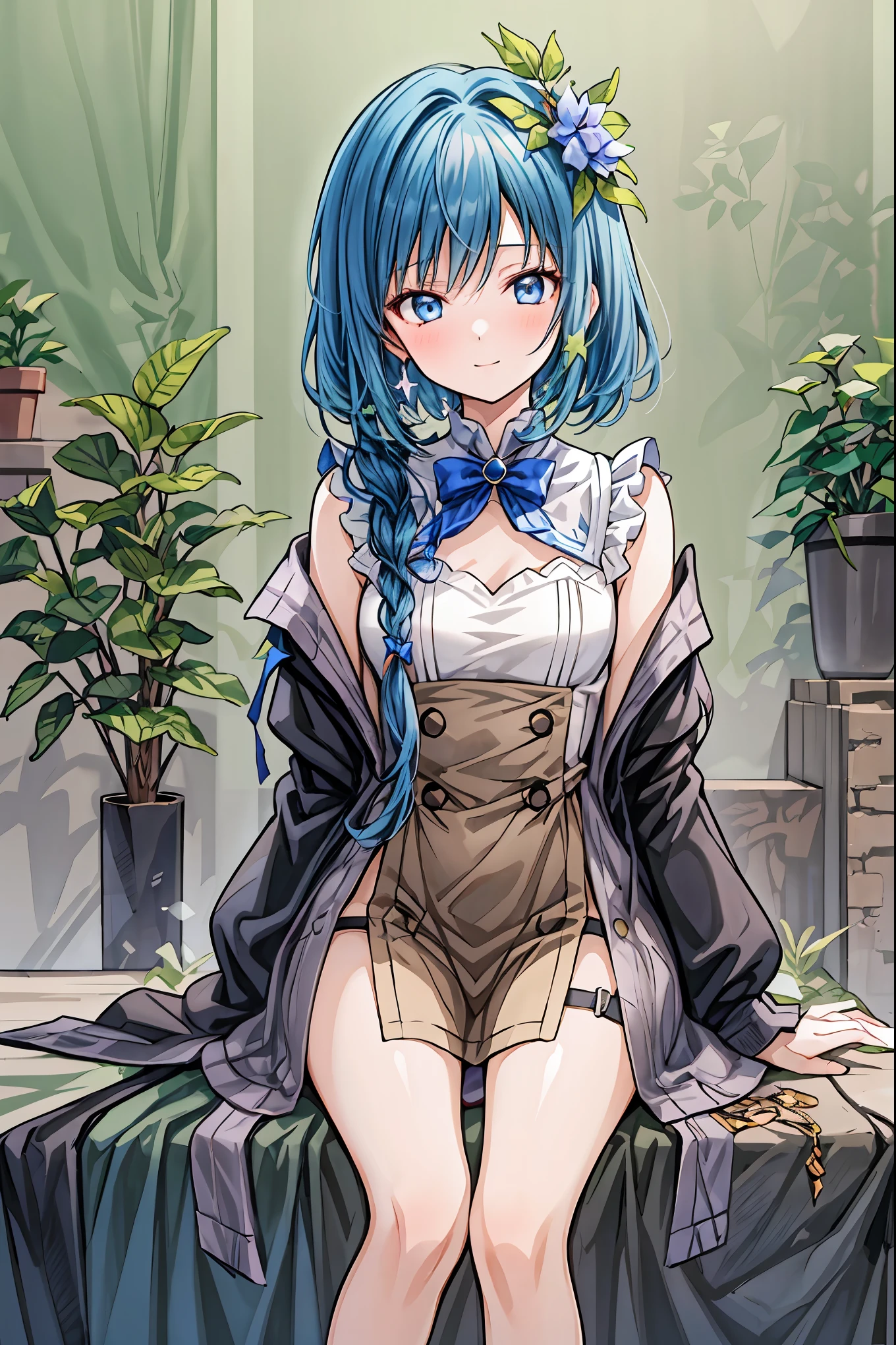  Masterpiece, (2 girls and 2 girls),  close-up,  cutetech,  cute,  cute,  pastel color ,  top quality,  happy,  deep background showing one person,   symmetrical ,  tilts its head, spring， Hair， shortcut， unkempt hair，Short braided hair，Neat， slender beautiful woman，Correct posture，Small chest， BEAUTIFUL LEGS， has enchanting gray-blue eyes that shine like stars， droopy eyes ， vibrant colors, beautiful eyes,A delicate smile,Textured Skin, Best Quality at its Best , gentle and beautiful woman , anime style､
