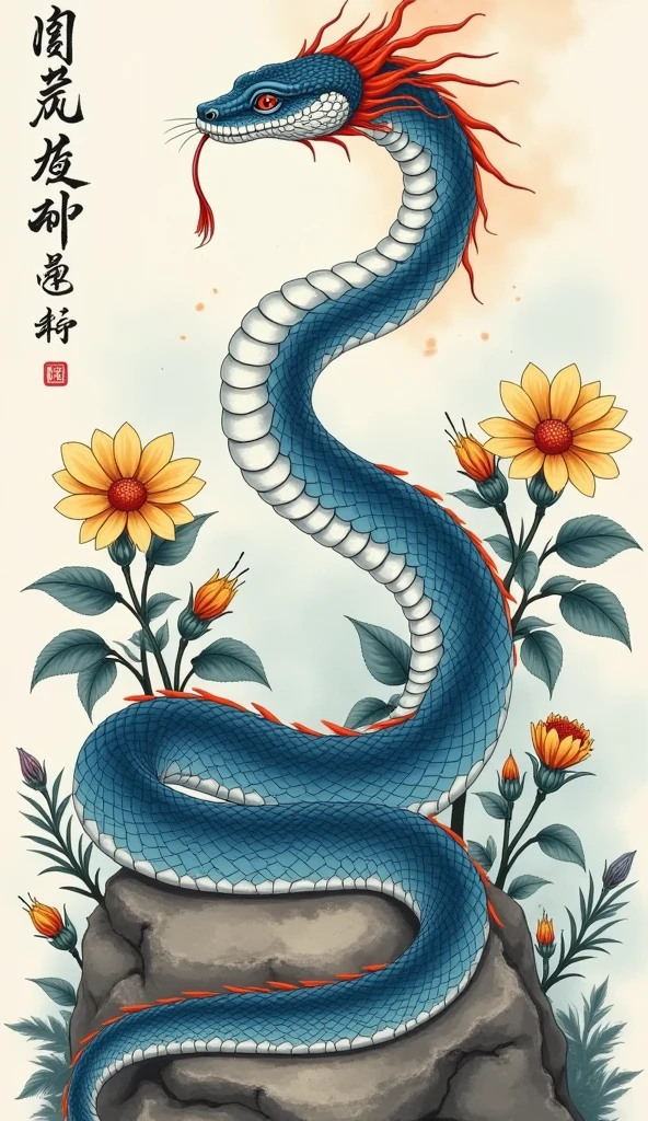 中国传统水墨画风格十二生肖_蛇