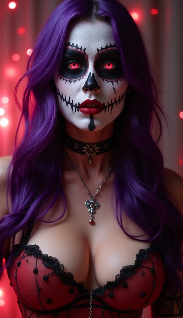 woman, (pastel goth style:1.3), selfie, cute, face painted white, face painted skull
