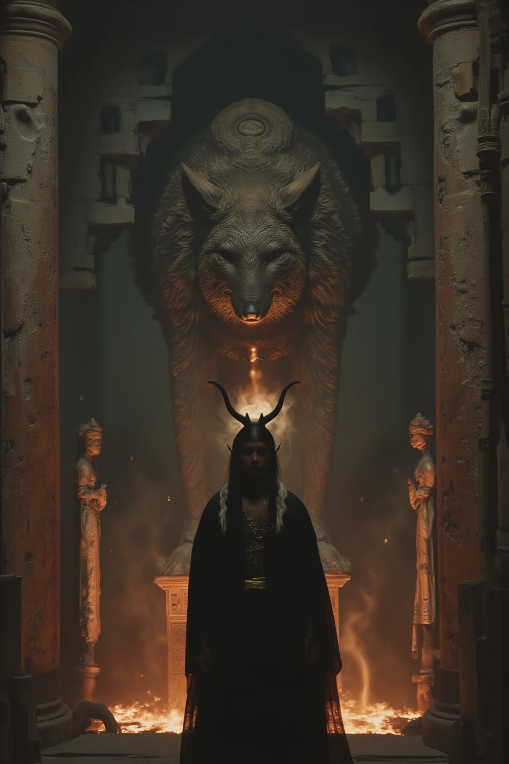 8k, An old shrine, fox, shaman,