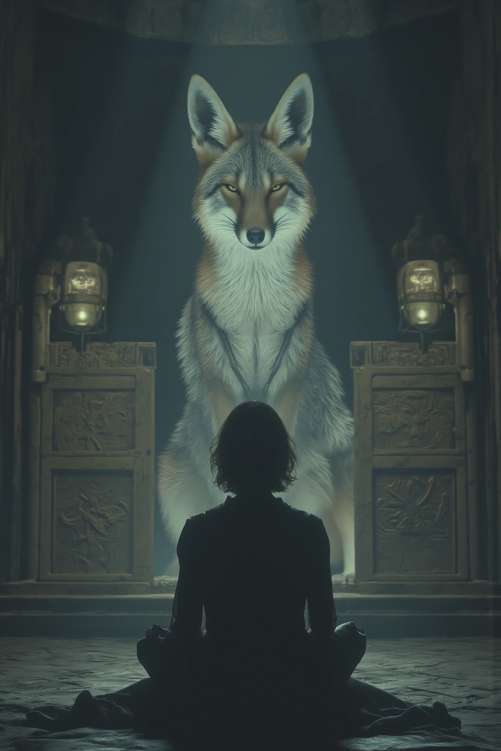 8k, An old shrine, fox, shaman,