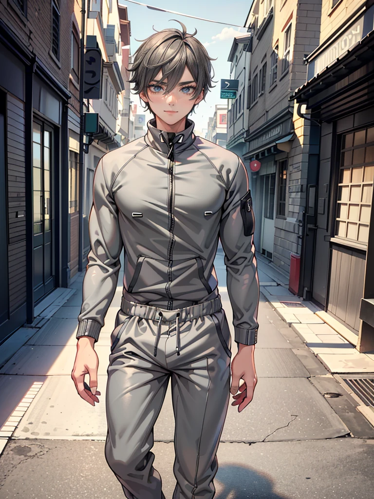 Anime character in black and white outfit, Standing on the street, anime vtuber full body model, inspired by Okumura Masanobu, Tall anime guy with blue eyes, single character full body, Male anime character, full body portrait of a short!, handsome anime pose, full body render, Young anime man, single character full body, anime styled 3d
