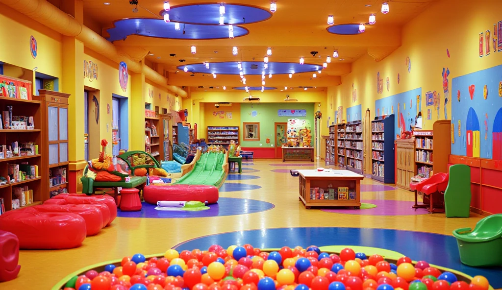 (best quality, 128k,highres,masterpiece:1.2),ultra-detailed,(realistic,photorealistic,photo-realistic:1.37), ((masterpiece)) ((photography)) ((Highest quality)) A vibrant, joyful underground playroom, bursting with color and life. The walls are covered in bright, cheerful murals of animals, rainbows, and cartoon characters, illuminated by warm, playful lighting. Soft, multicolored foam mats cover the floor, ensuring a safe and comfortable space for play. In the center, a large ball pit overflows with red, blue, and yellow plastic balls, surrounded by mini slides and climbing structures padded with soft cushions.
Shelves filled with plush toys, board games, and building blocks line the walls, neatly arranged and inviting. A small wooden table with tiny chairs hosts art supplies—crayons, coloring books, and glitter glue—ready for creative minds. Hanging from the ceiling, strings of fairy lights and paper lanterns add a whimsical glow, making the space feel magical.
In one corner, a cozy reading nook features bean bags and an open bookshelf filled with classic fairy tales and adventure stories. Laughter echoes as ren chase each other through a small indoor obstacle course, their joy filling the air. A toy train circles a track along the edge of the room, its gentle chugging blending with the happy sounds of play.
This is a sanctuary of imagination, a secret wonderland hidden beneath the house, where hood dreams come to life in a world of fun and adventure. 🎈🎠🌈