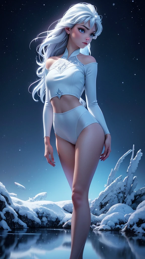 a woman in bunny ears is posing for a picture by L Ji, trending on cg society, plasticien, very long snow colored hair, skinny waist and thick hips, (strong and toned abs), ((beautiful woman)), wearing turtleneck, very pale white skin, in snow, feminine and muscular, (natural breasts:1.5), (big butt), smiling