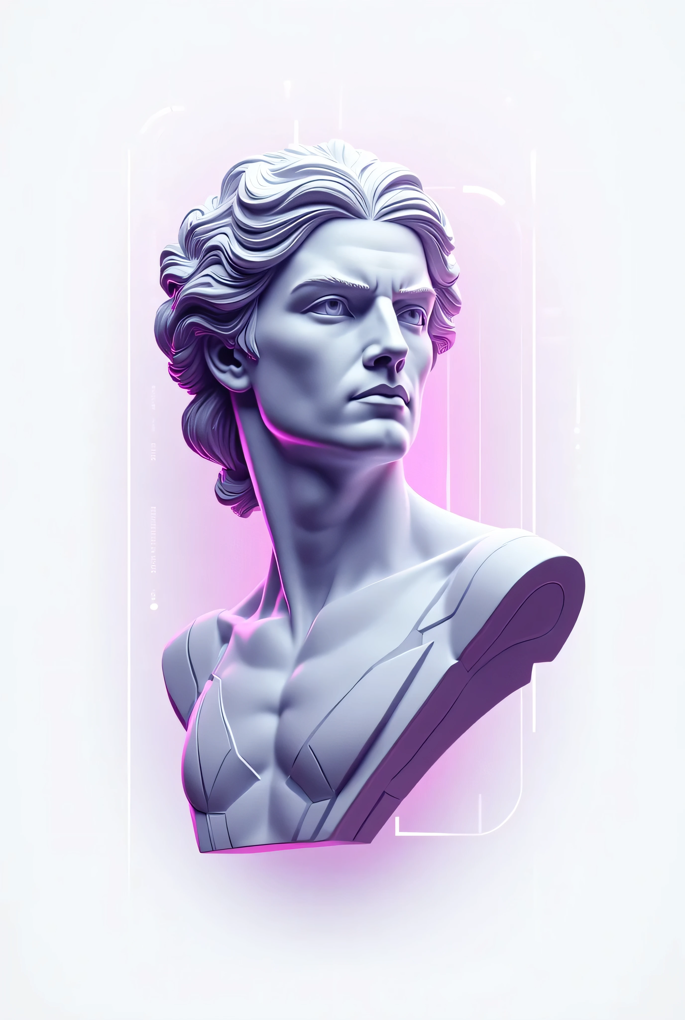 a statue of a man with a pink background , vaporwave, c4d , unreal engine 5 ,