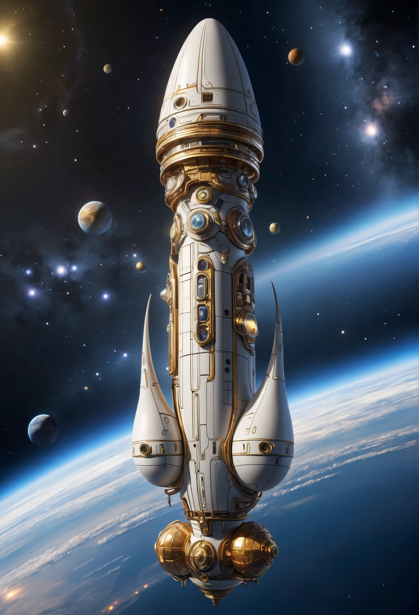 ( Masterpiece),
A beautiful spaceship in the shape of a human penis floating in space,
penis , Ball Sack,
super real, high resolution, complicated details,