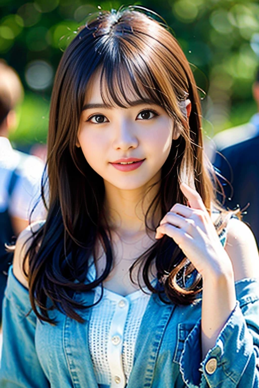 (8K、Raw photography、top-quality、masterpiece:1.2)、(realisitic、Photorealsitic:1.37)、ultra-detailliert、超A high resolution、女の子1人、see the beholder、beautifull detailed face、A smile、Constriction、(Slim waist) :1.3)、Beautiful detailed skin、Skin Texture、Floating hair、Professional Lighting、Whole human body、Longhaire、a blond、undergarment、Lace Material、Sheer skin、Bob Hair、Happy smile、15yo student、Cute smile、E Cup Breast、Tying hair、Poses that emphasize breasts、Chest protruding pose、High school students、Sports Warehouse