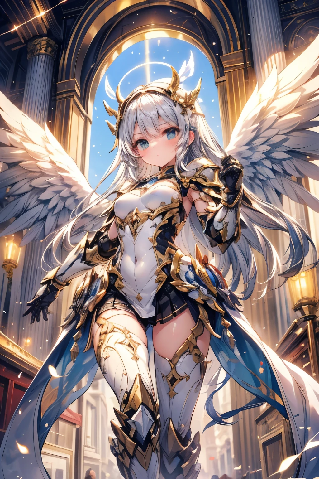 One wears an eye patch,Silver crystal wings,Dressed in gleaming white armor, the nymph wields a sturdy shield made of a luminous spear that exudes a great deal of darkness and the hardest rock,At the same time, a negative aura of terror emanated around her