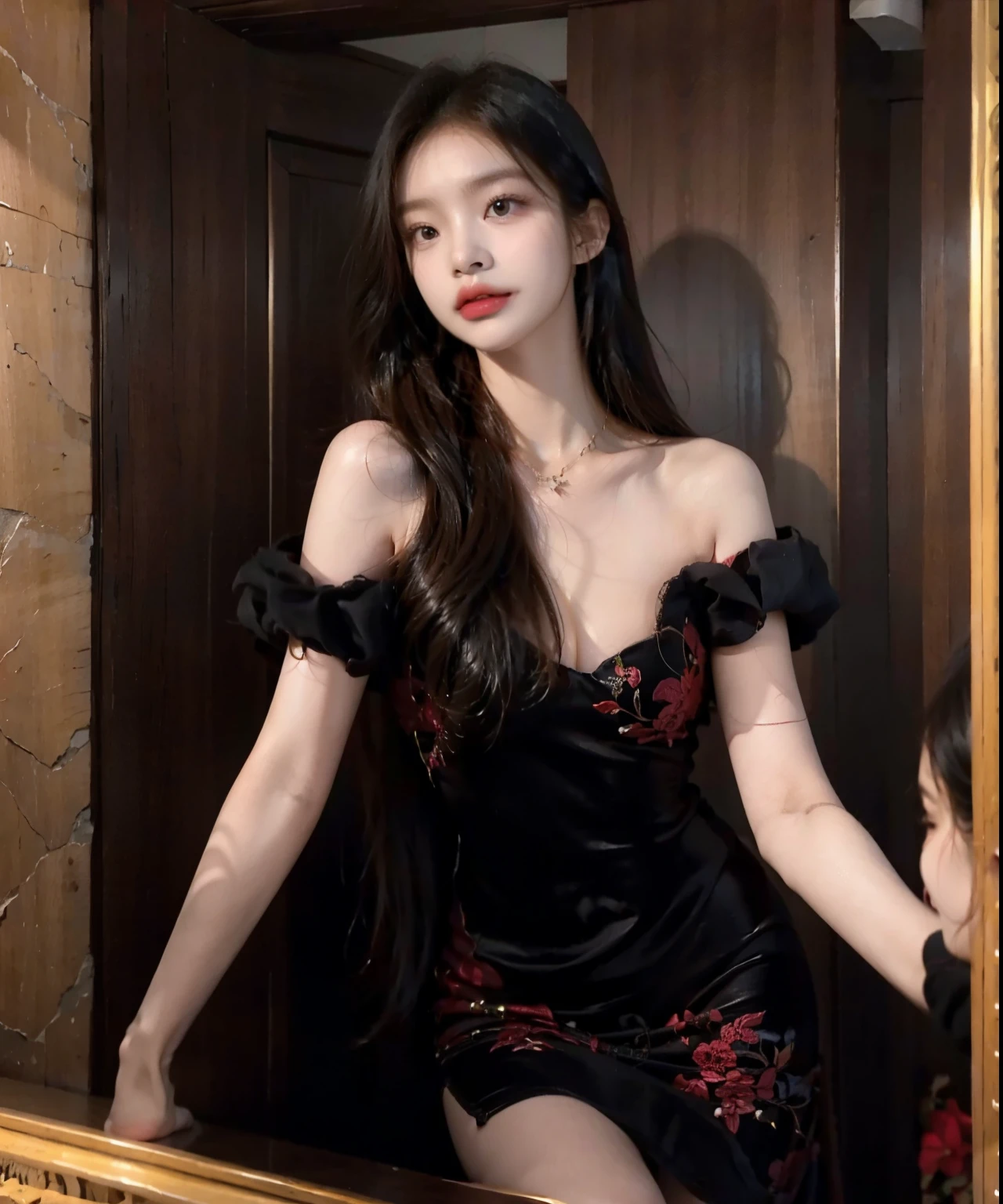 a close up of jennie blackpink in a dress looking at herself in the mirror, wenfei you, xianxia full body , Xisionwu, Cai Xukun, gongbi, Sha Xi, beautiful chinese model, xintong chen, gema chen, bae suzy, beautiful South Korean woman, lulu chen, by Yang J, qifenglin, Chengyou Liu, jennie blackpink