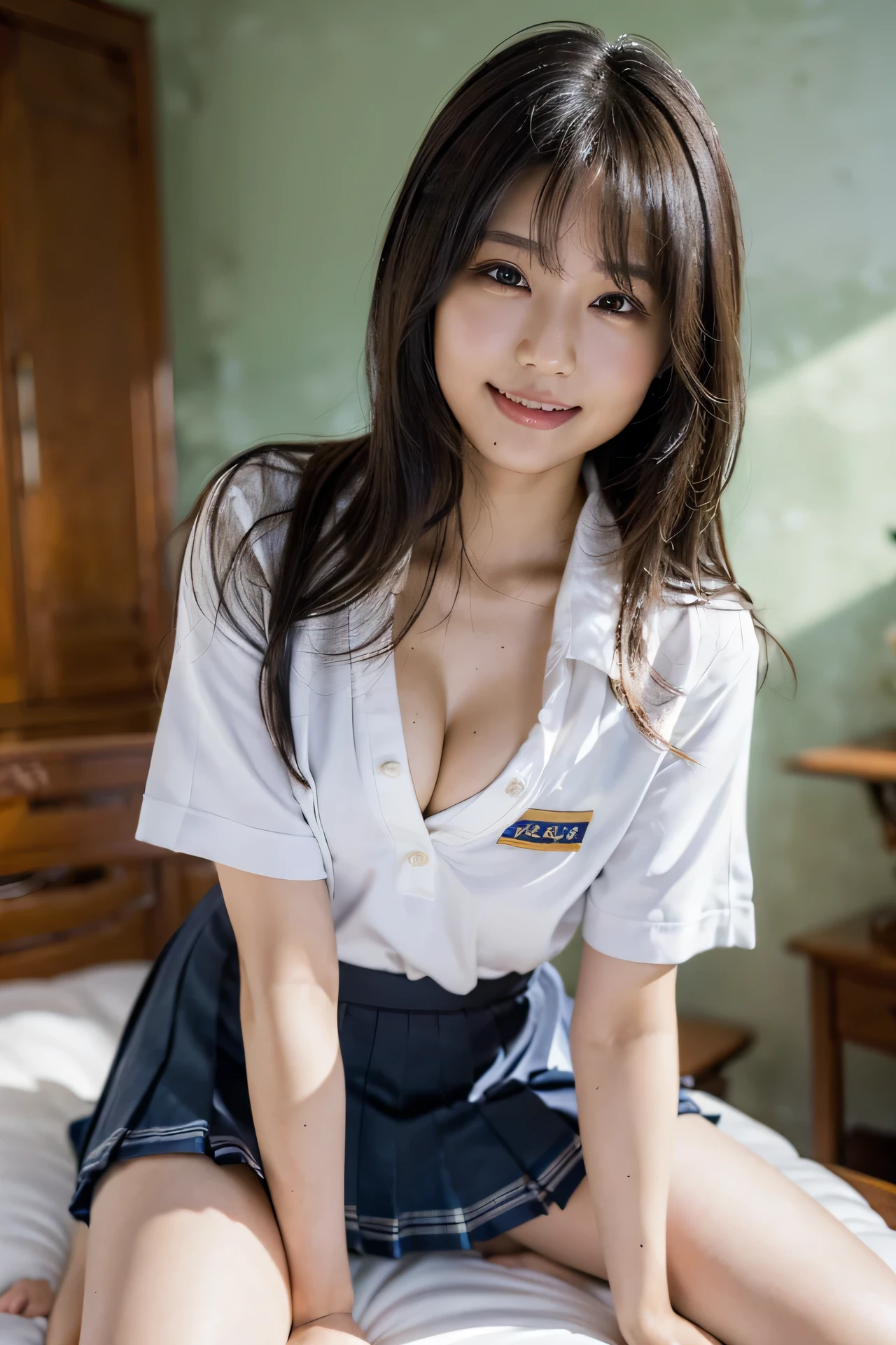 Top quality, 1 beautiful woman,(busty breats:1.2),wearing soccer uniform, 35mm lens, f/1,feeing good,cowboy shot,Showcasing cleavage